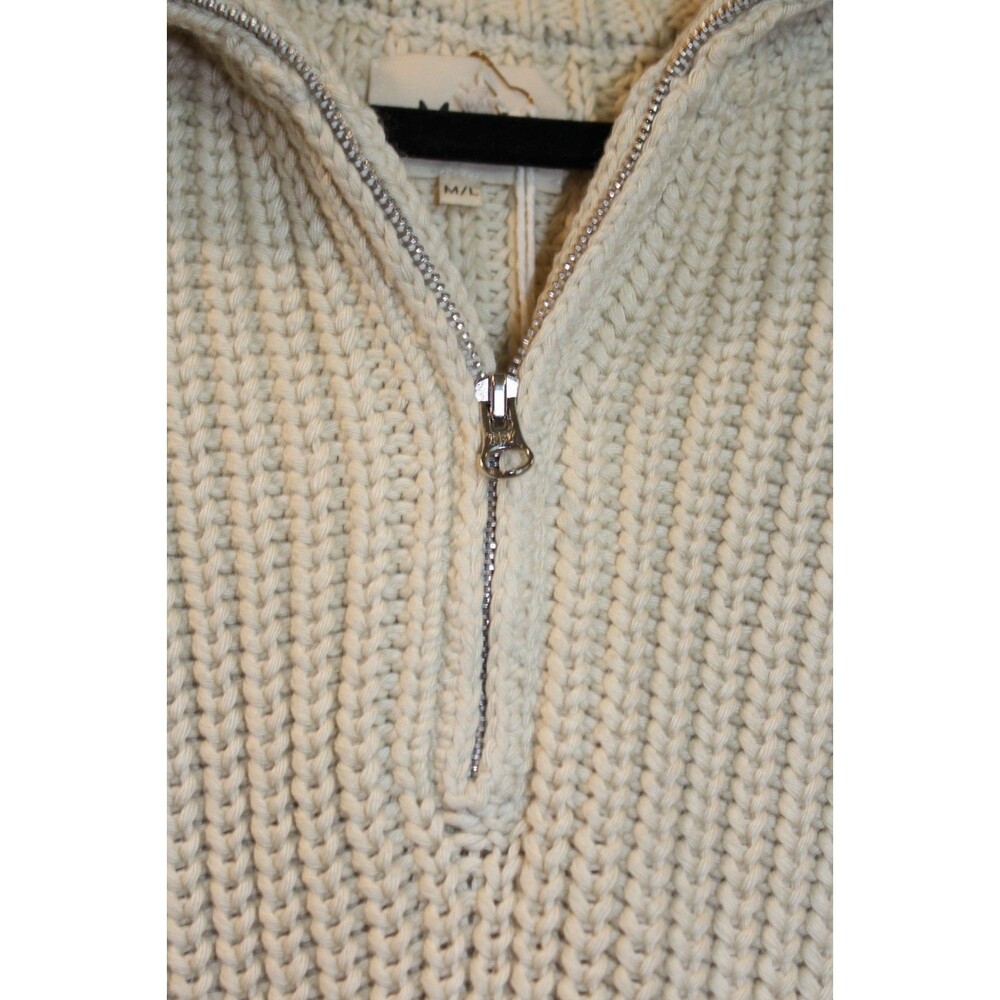 MATE The Label Alpaca Cotton 1/4 Zip Sweater NWT M/L Ethical Undyed NATURAL $268 - Picture 5 of 5